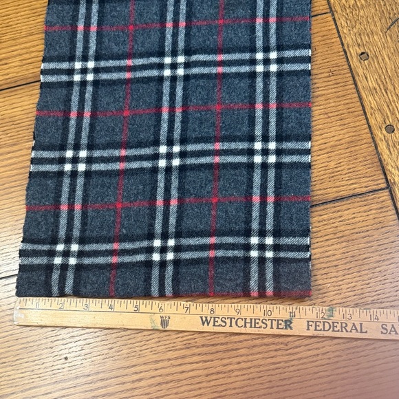 Burberry Charcoal and Crimson Checkered Scarf - Picture 4 of 11